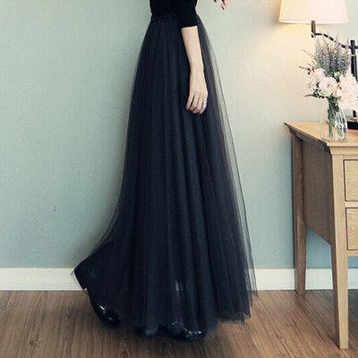 

New Women High Waist Long Tutu Tulle Skirts Princess Ballet Wedding Prom Dress