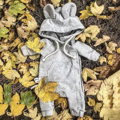 

Fashion Newborn Infants Baby Boys Girls Grow Romper Hooded Bear Jumpsuit Clothes Outfit