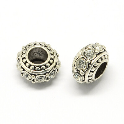

Alloy Rhinestone European Beads Rondelle Large Hole Beads Crystal 11x7mm Hole 5mm