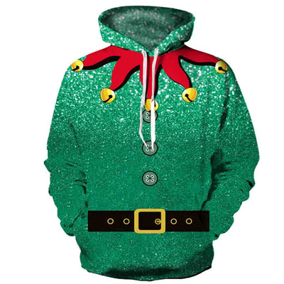 

Tailored Men Women Mode Christmas 3D Print Long Sleeve Couples Hoodies Sweatshirt Tops