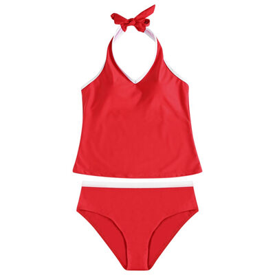 

Women Sexy V-neck Solid Strap Two-piece Beachwear Swimwear Bikini Set