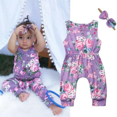 

New Fashion Infant Baby Girls Floral Romper Sleeveless Jumpsuit Outfits Playsuit Clothes