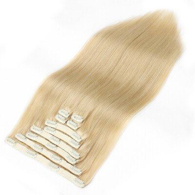 

Double Weft 100 Remy Human Hair Clip in Extensions Full Head Thick Long Soft Silky Straight 7pcs 120g