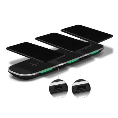 

3-in-1 Qi Wireless Charger Universal Phone Charge Base Charging Pad Equipped with 2 USB Charging Ports For i-Phone 88 PlusX or f