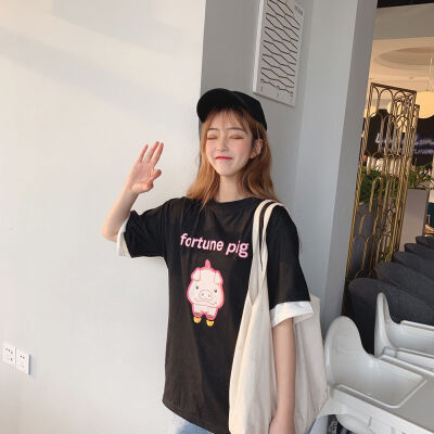 

New Arrival Summer Cotton Woman T-shirts Cartoon Print Student T Shirt for Girl Casual Everyday Female Loose T-shirts