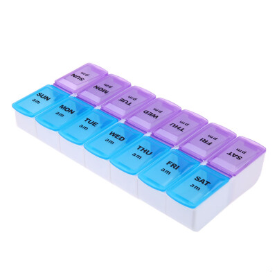 

14 Slot 7 Day Pill Organizer Box Weekly Case Travel Medication Reminder