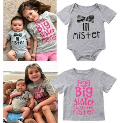 

Casual Newborn Baby Boys Kids Girls Brother Sister Bodysuit Romper Tops T-shirt