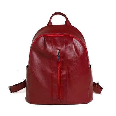 

Solid Color Travel Backpacks Women Leather Preppy Style Shoulder Knapsack