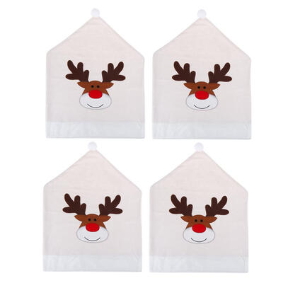 

Cartoon Embroidered Deer Hat Chair Covers Christmas Decor Chair Xmas Cap