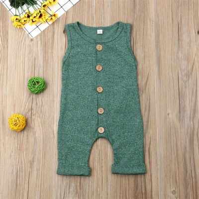 

Newborn Infant Baby Girl Boy Cotton Solid Plain Romper Bodysuit Jumpsuit Outfits