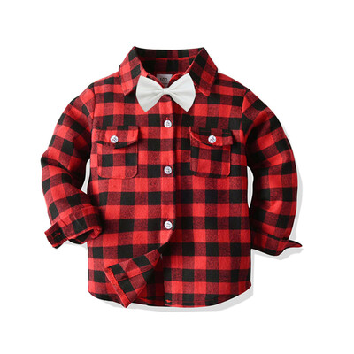 

Toddler Baby Kid Boys T Shirt Checks Tops Blouse Clothes Long Sleeve Outfits