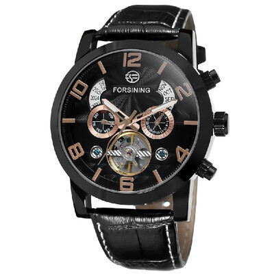 

Forsining Fashion Mens Watches Leather Band Noctilucent Mechanical Movement Waterproof Sports Business Analog Dial Wrist Watch fo