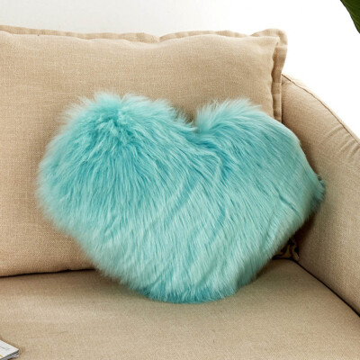 

Heart Shape Fluffy Faux Fur Plush Soft Sofa Chair Bed Room Decor Pillow Case Cushion Cover