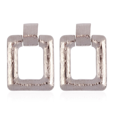 

Alloy Dangle Earrings Drawbench Style Rectangle Platinum 45x33mm