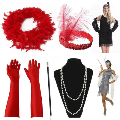 

5Pcsset Halloween Flapper Girl Fancy Dress Accessories Charleston Gangster Gatsby Girl Costume Kit