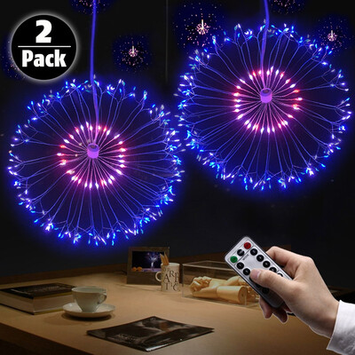 

Fairy String Lights 198 LED Firework Lights Battery Operated Hanging Starburst Light 8 Modes Dimmable with Remote Control for Home