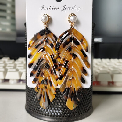 

2019 Personality Brand Leaf Acrylic Plant ZA Dangle Earrings Pearl boucle doreille femme 2019 for Women Party Jewelry Bijoux