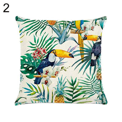

Tropical Leaf Bird Cartoon Animal Square Throw Pillow Case Sofa Cushion Cover