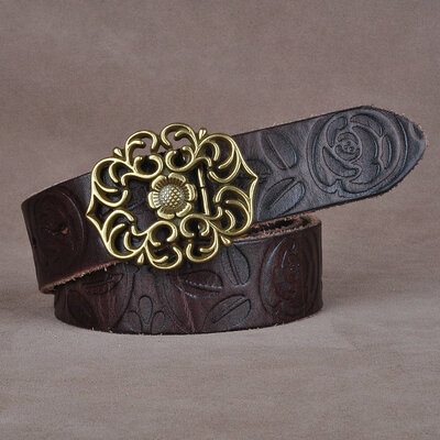

Ladies leather belt retro embossed Europe&America pure leather female belt fashion first layer handmade wash soft