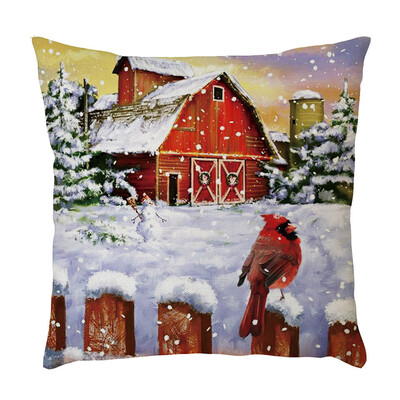

Tailored Merry Christmas Linen Pillowcase Sofa Pad Set Home Decoration 18x18 Inch