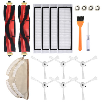 

Robotic Vacuum Cleaner Filters Side Brushes Main Brush Cleaning Brush Dust Cloth Water Tank Filter Kit 20pcs Replacement Accesso