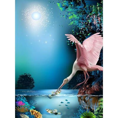 

5D DIY Full Drill Diamond Painting Swan Moon Cross Stitch Embroidery Mosaic