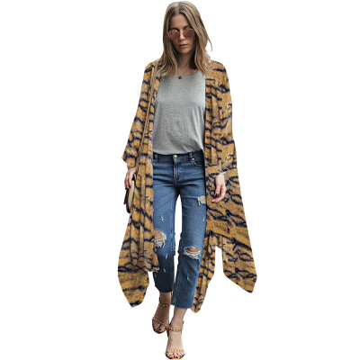 

Fashion Women Plus Size Chiffon Kimono Tiger Stripe Print Irregular Hem Casual Loose Coat Cardigan Streetwear