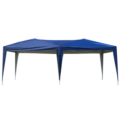 

Folding Tent 3 x 6m Home Use Outdoor Camping Waterproof Folding Tent with Carry Bag Blue Pop Up Canopy