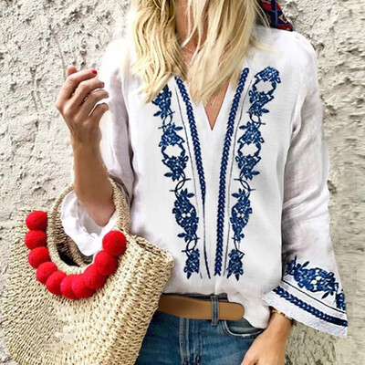 

Women Tops Ladies Blouse Beach Summer V-Neck Casual Fashion Tops Party