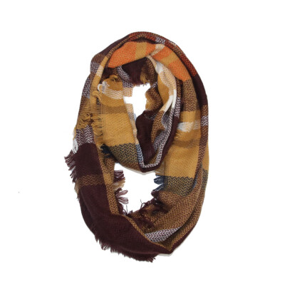 

Gobestart Winter Warm Plaid Ring Neck Warmer Wrap Collar Scarf