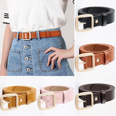 

Fashion Women Lady Vintage Metal Boho Leather Square Buckle Waist Belt Waistband