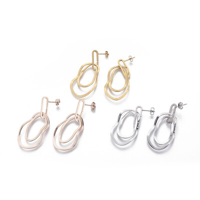 

304 Stainless Steel Dangle Stud Earrings Mixed Color 54mm Pin 08mm