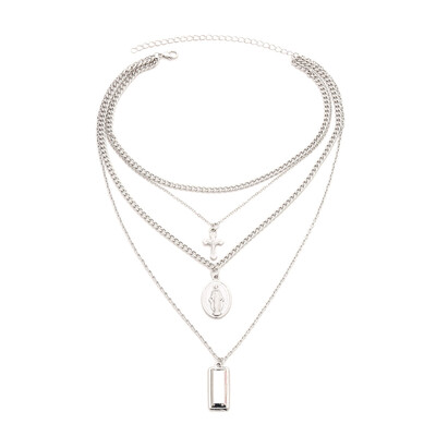 

Metal coins necklace Cross Jesus Necklace Long Style Pendants Sparkling Chain Necklaces For Women Friendship Jewelry gift 1