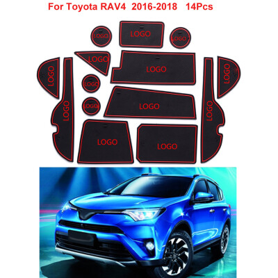 

14pcs Replacement for Toyota RAV4 2016-2018 Non-slip Cup Holder Mats Interior Cushion Door Slot Pad