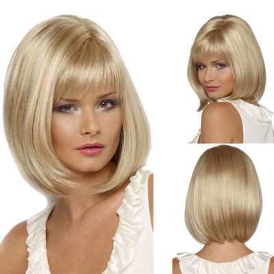 

〖Follure〗Women Synthetic Hair Wig Short Straight Gold Wavy Full Wigs Party Hair Wigs