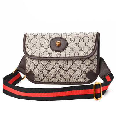 

Womens shoulder slung womens small summer fresh tiger head bag Joker printing small square bag