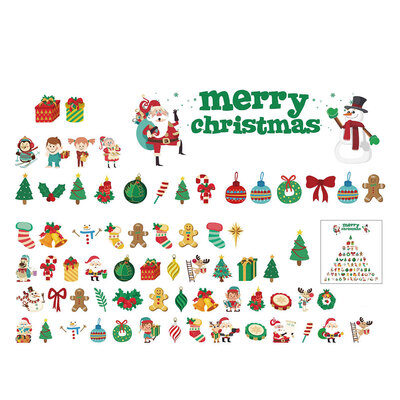 

Colorful Merry Christmas Decoration Tree Gifted Stickers Holiday Decor Window Home Room Store Decals