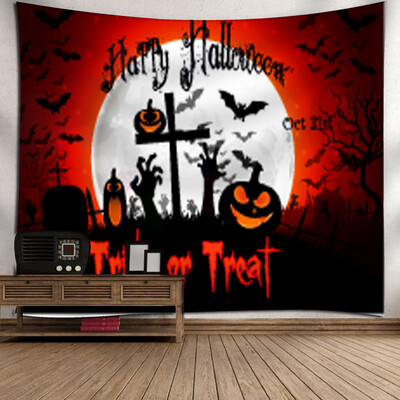 

Gobestart Halloween Moon Pumpkin Tapestry Room Bedspread Wall Art Hanging Home Decor Grand