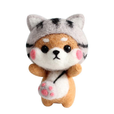 

Dog Cat Doll Wool Felt Craft Wool Felting Kit Non Finished Handcraft Felting Decoration Make Tool for Needle Material Bag Pack