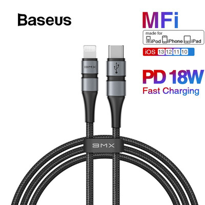 

BMX MFi certified Type-C to Lightning 18W PD quick charging cable for iPhone 11AirpodsiPad with data transmission
