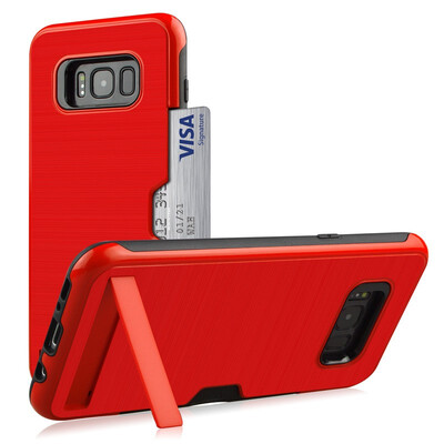 

Hybrid Bumper Case Samsung Galaxy S8 SM-G950FD Card Holder Stand Cover Samsung S8 SM-G950F G950FD Hybrid Armor Case