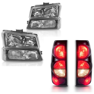 

for 2003-2006 Chevy Silverado 1500 2500 2500HD Headlights Black SMOKE Tail Light Set