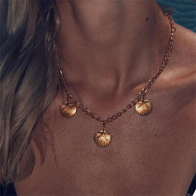 

Vintage Lady Necklaces Scallop Starfish Clavicle Chain Pendant Gold Necklace Personality Women Choker Party Jewelry Accessories