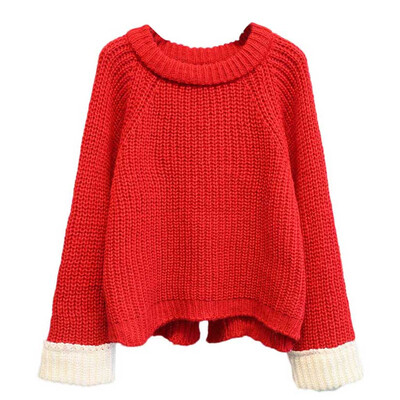 

〖Follure〗Women Round Neck Hand Sleeve Solid Sweater Long Sleeve Pullover Top Blouse