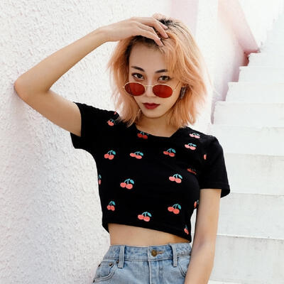 

New Summer Short Sleeve Women Slim Beach Blouse T-Shirt Gym Sports Crop Tank Toponly Top