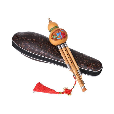 

Treble C-Key Hulusi Cucurbit Flute Bottle Gourd Silk Bamboo Pipes Chinese Traditional Instrument with Chinese Knot Carry Case for