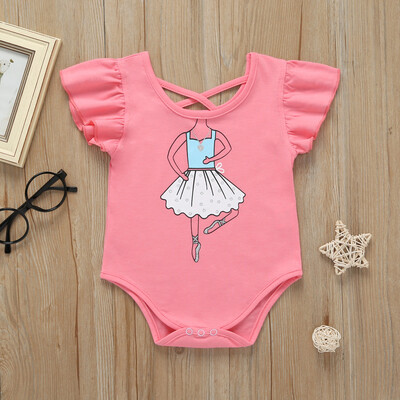

Summer Infant Baby Girls Short Sleeve Cartoon Print Bodysuit Romper Clothes