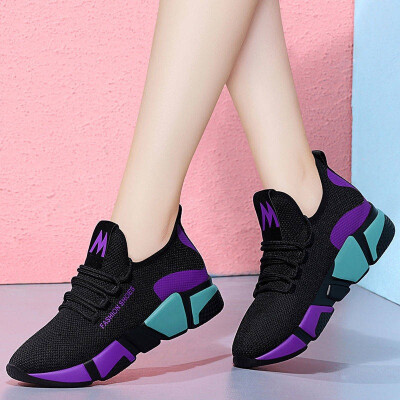 

2019 Spring New Women casual shoes fashion breathable lightweight Walking mesh lace up flat shoes sneakers women