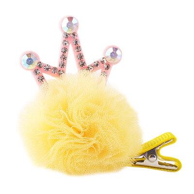 

Girls Barrettes Kid Hair Clips Cute Yarn Ball Crown Design Children Princess Hair Accessories