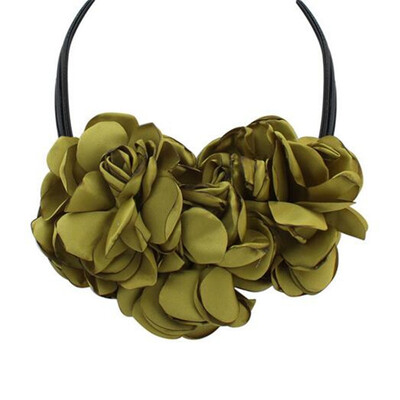 

1 Pcs Fashion Bohemia Fabric Rose Flower Choker Necklace Vintage Women Statement Necklace Freeshipping